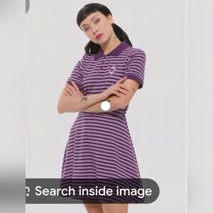 Hot Topic Purple Striped Polo Dress Sz M
